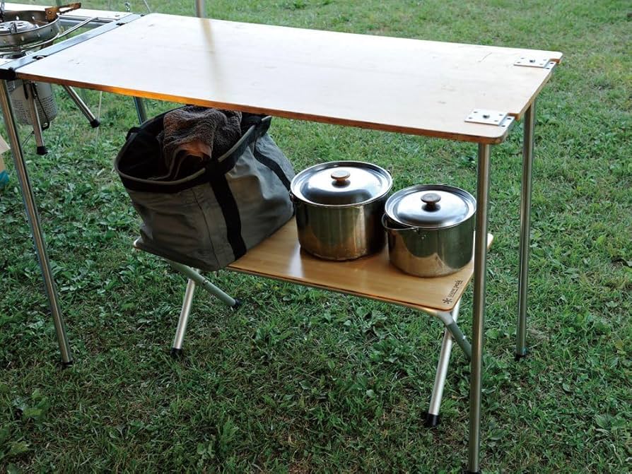 美品 スノーピーク　フォールディングシェルフ　ロング竹 フォールディングシェルフロング Light Bamboo| スノーピーク